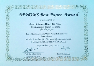 DPNM 연구실 리건 학생 APNOMS 2014 Best Paper Award 수상